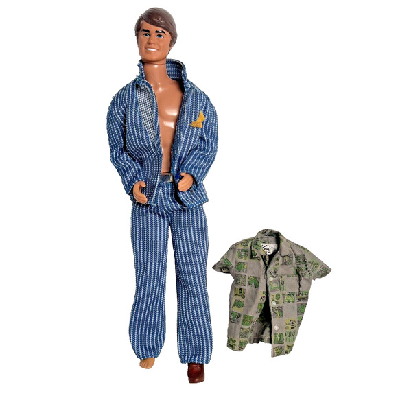 Vintage Ken Barbie Outfit Pinstripe Suit Dreamboat Shirt 1969 Mattel HTF Rare - Picture 1 of 16